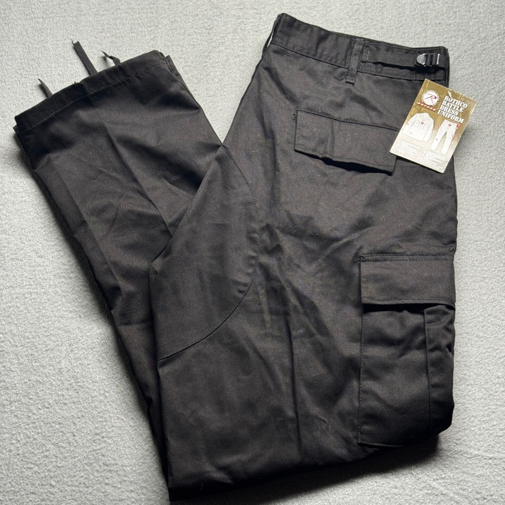 Rothco BDU Cargo Pants Black Tactical Military Work Trousers Large Regular NWT